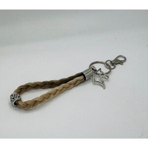 Real Horsehair Braid Keychain with Secure Cap, Horse Head Charm, Classic Equestr